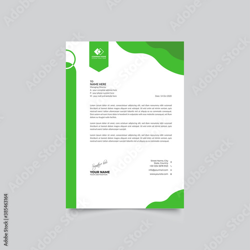 Abtract Modern Light Green Color Professional Corporate Business style Letter Head design Template Vector illustration.