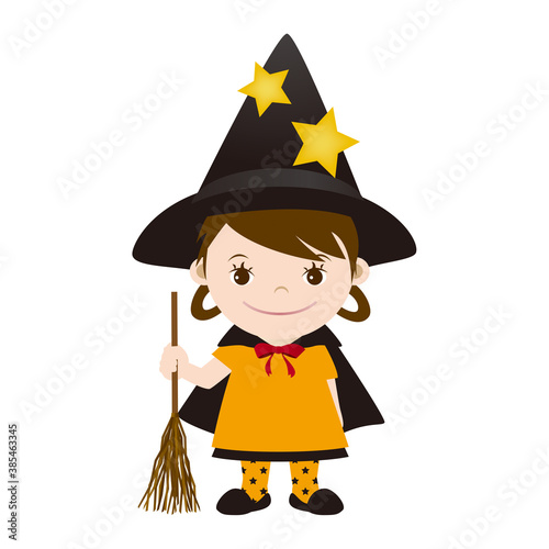 ハロウィン 魔法使いの仮装をしている女の子