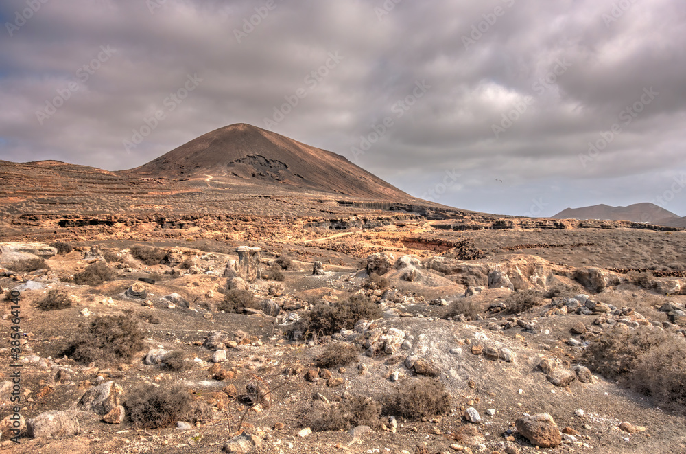 Volcanic landscape in the countryside of Lanzarote Island