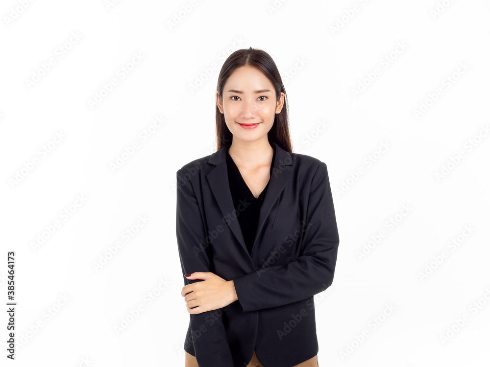 A pretty young Asian business woman in black suit. A pretty young Asian business woman in black suit.