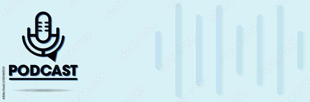 PODCAST LOGO BANNER BLUE ILLUSTRATION PODCAST LOGO BANNER BLUE ILLUSTRATION