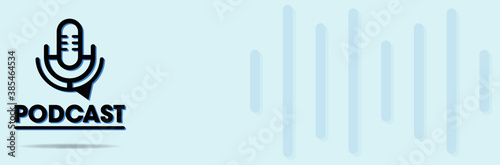 PODCAST LOGO BANNER BLUE ILLUSTRATION