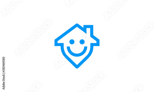 Creative Vector Illustration Logo Design. Happy Building Home Concept.