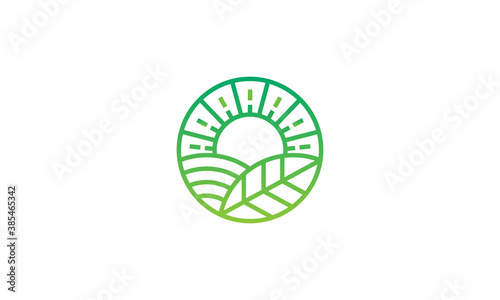 Creative Vector Illustration Logo Design. Minimalist Landscape Sunlight, Beach, Nature Concept.