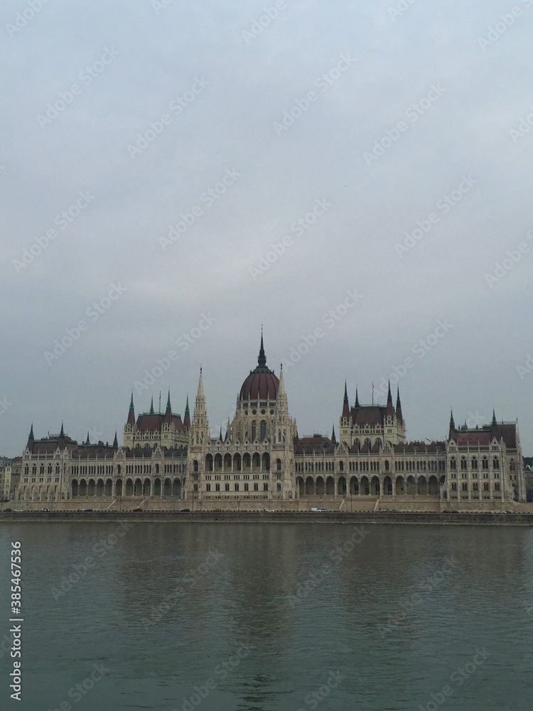 Fototapeta premium The Hungarian Parliament near river Danube in Budapest