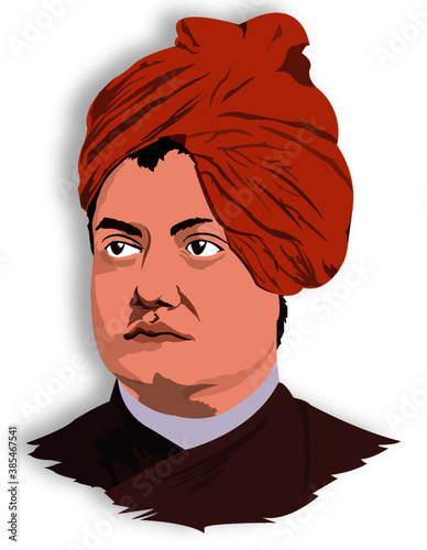 Portrait of famous Hindu monk Swami Vivekananda  photo