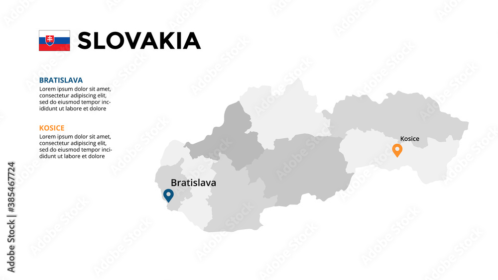 Slovakia vector map infographic template. Slide presentation. Global business marketing concept. Color Europe country. World transportation geography data. 