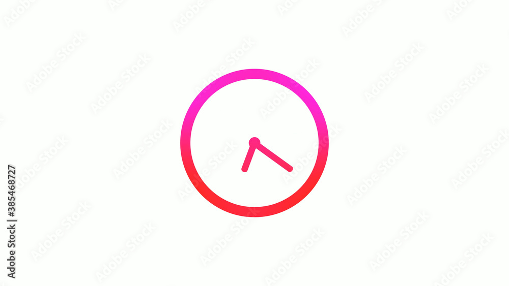 New pink and red gradient circle clock icon on white background, 12 hours clock icon New pink and red gradient circle clock icon on white background, 12 hours clock icon
