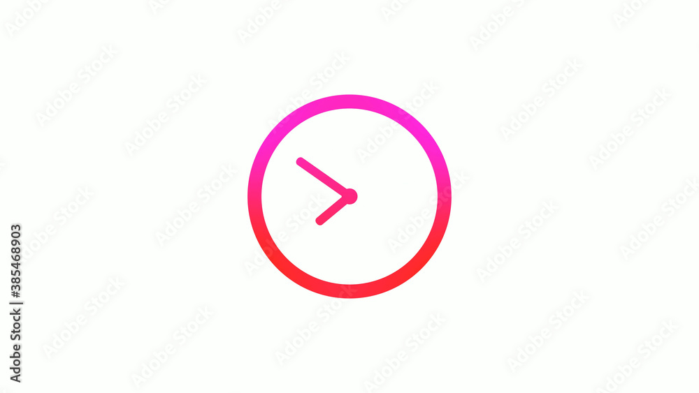 New pink and red gradient circle clock icon on white background, 12 hours clock icon New pink and red gradient circle clock icon on white background, 12 hours clock icon