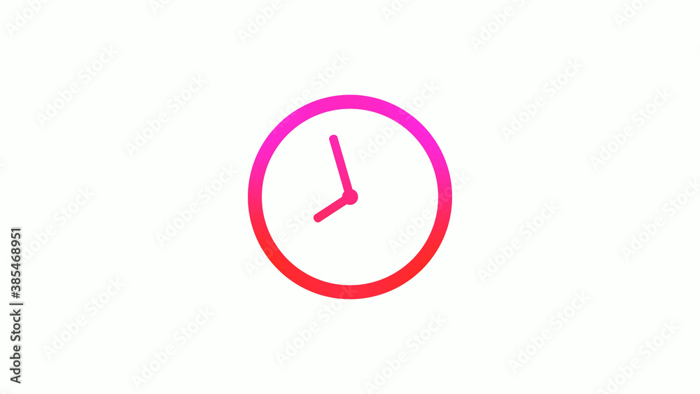 New pink and red gradient circle clock icon on white background, 12 hours clock icon New pink and red gradient circle clock icon on white background, 12 hours clock icon
