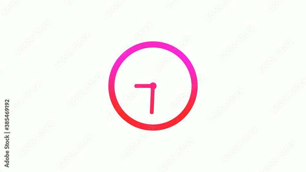 New pink and red gradient circle clock icon on white background, 12 hours clock icon New pink and red gradient circle clock icon on white background, 12 hours clock icon