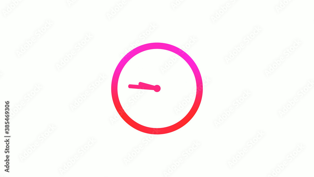 New pink and red gradient circle clock icon on white background, 12 hours clock icon New pink and red gradient circle clock icon on white background, 12 hours clock icon