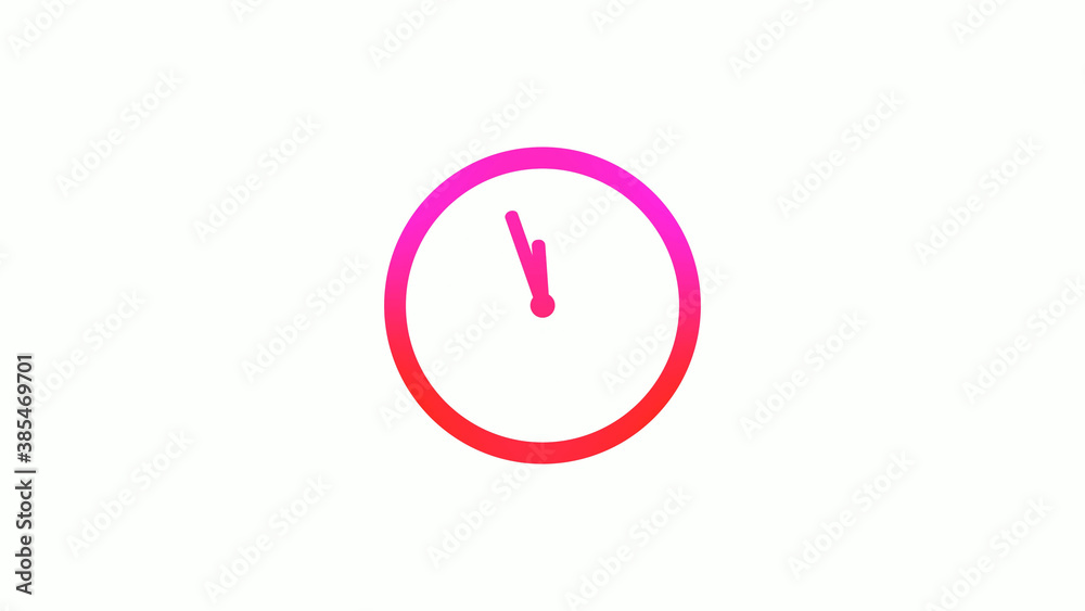 New pink and red gradient circle clock icon on white background, 12 hours clock icon New pink and red gradient circle clock icon on white background, 12 hours clock icon