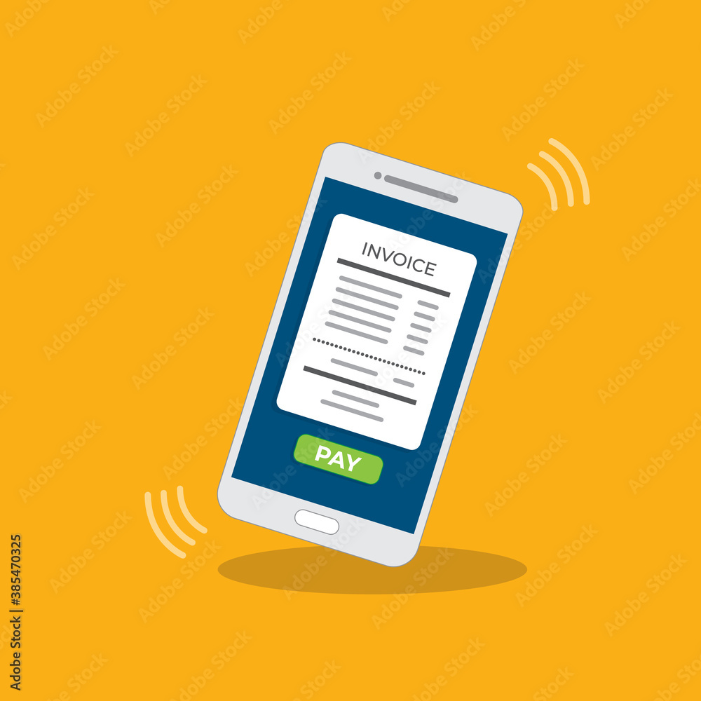 Notification on financial transaction. Smartphone with electronic bill. Notification on financial transaction. Smartphone with electronic bill.