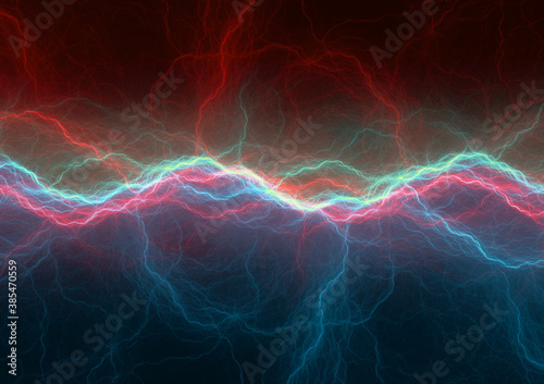 Red and blue abstract fractal lightning