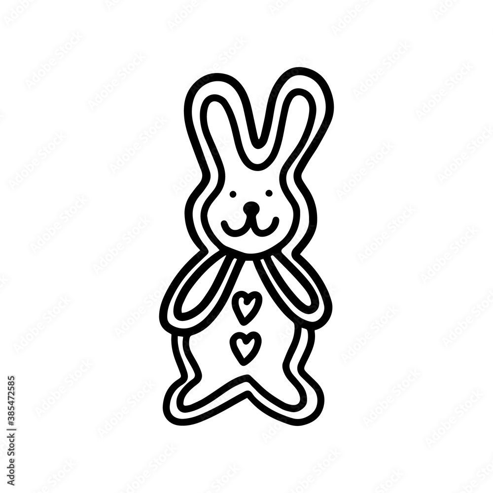 Obraz premium Gingerbread hare. Hand drawn vector illustration in the Doodle style
