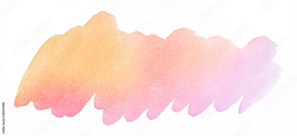 Multicolored watercolor spots in pastel colors with natural stains on a paper basis. Isolated frame for design hand-drawn by brush.