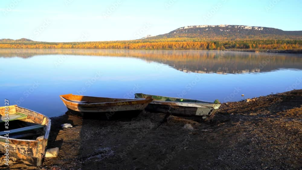 Video of beautiful mountain lake on a frosty autumn morning. Video of beautiful mountain lake on a frosty autumn morning.