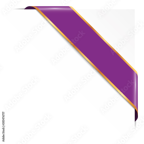 purple corner ribbon banner with gold frames on white background Free Download purple corner ribbon banner with gold frames on white background - GFXLoad