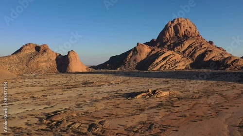 Travel in Namibia, namibia's famous Spitzkoppe mountain landscape, a famous tourist destination in Africa.