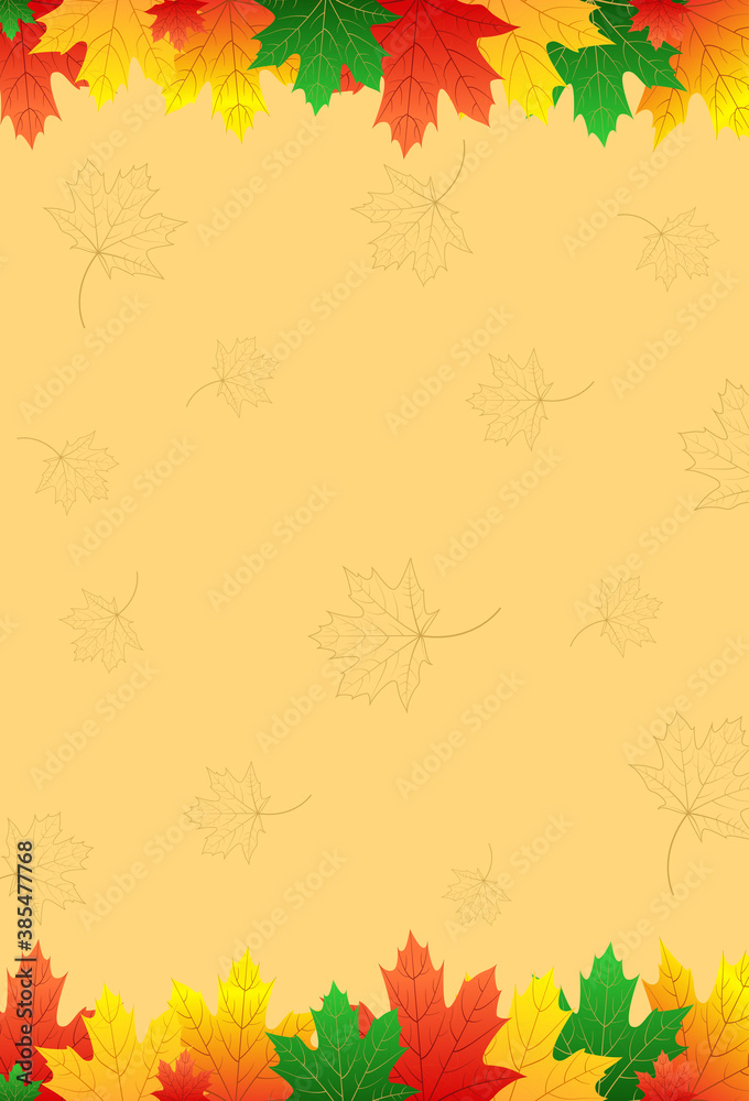 Autumn poster, autumn leaves on a beige background. Suitable for holiday flyers, invitations, festivals Autumn poster, autumn leaves on a beige background. Suitable for holiday flyers, invitations, festivals