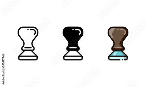 Wooden tamper icon. With outline, glyph, and filled outline styles