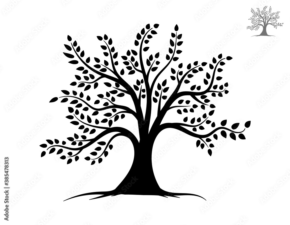 Fototapeta premium black tree Symbol style and white background. Can be used for your work.