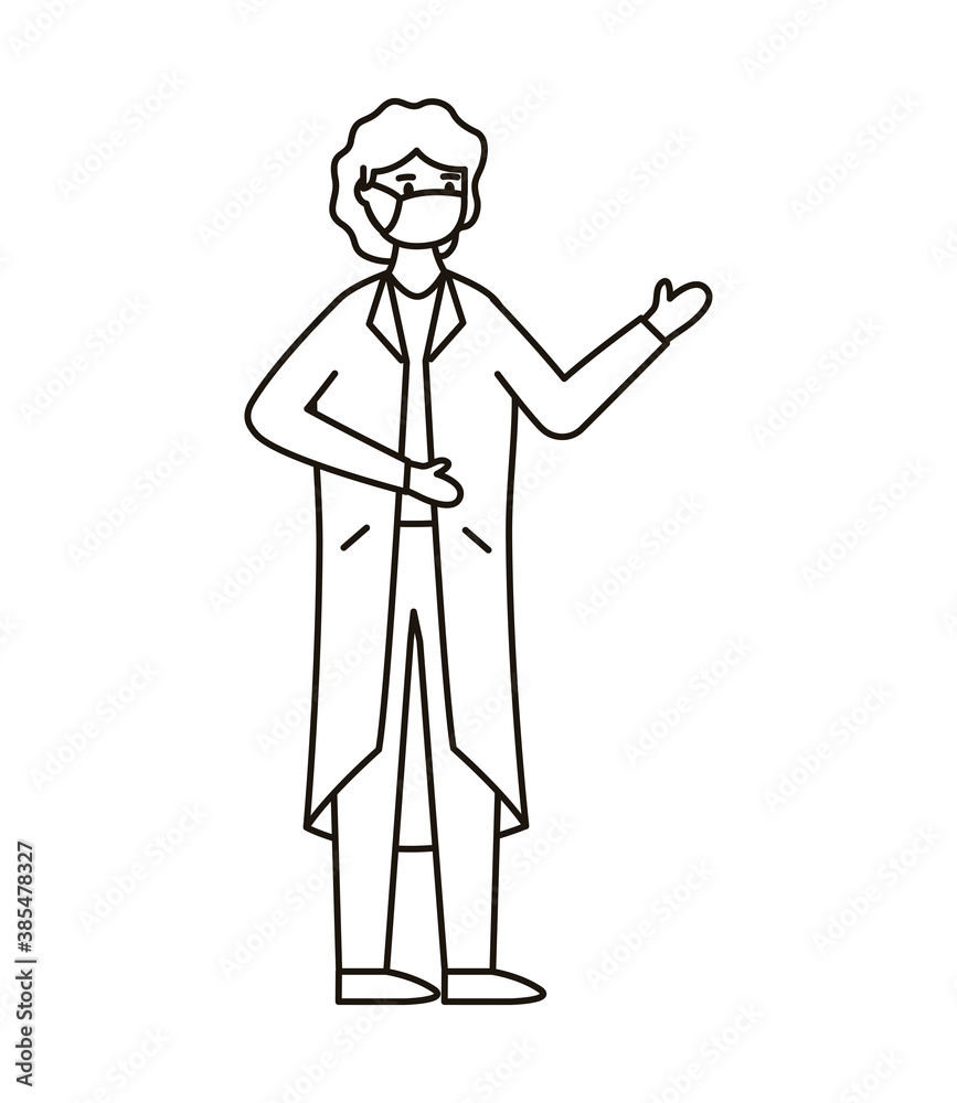 female doctor wearing medical mask line style icon female doctor wearing medical mask line style icon