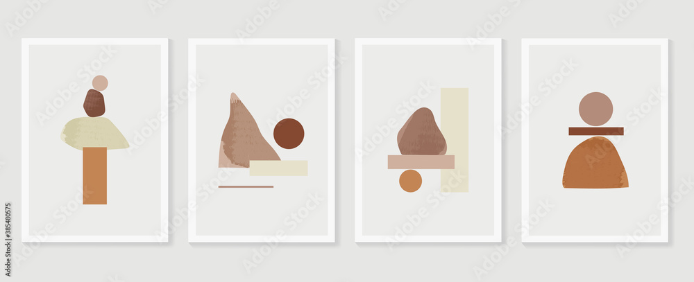 Abstract wall art vector collection.  Abstract organic shape Art design for poster, print, cover, wallpaper, Minimal and  natural wall art. Vector illustration..