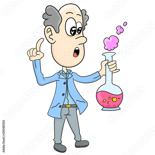 the professor is doing research in the laboratory