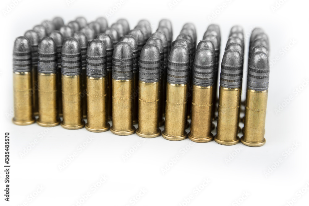 Fototapeta premium Rimfire cartridges on a white background