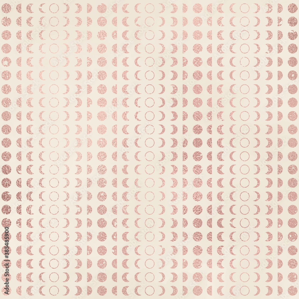 Rose Gold Metallic Pattern on Vintage Ivory Background, Digital Paper