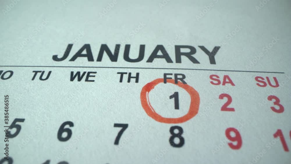 Happy new year 2021. Business Calendar. January 1. Man circle holiday with red pen. Reminder mark on the paper for celebrate Happy new year 2021. Business Calendar. January 1. Man circle holiday with red pen. Reminder mark on the paper for celebrate