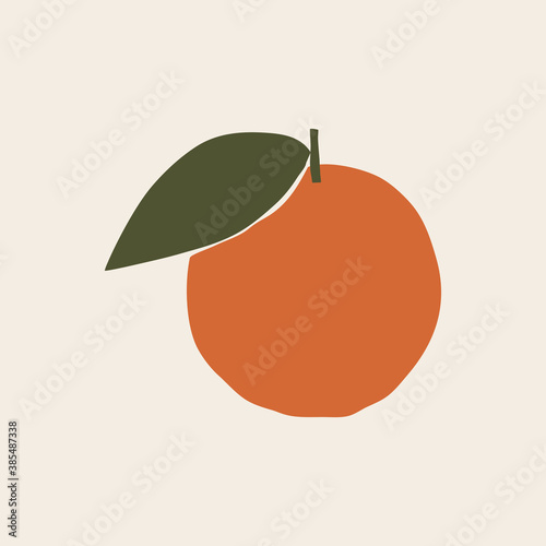 Abstract Minimalist orange shape art print element.