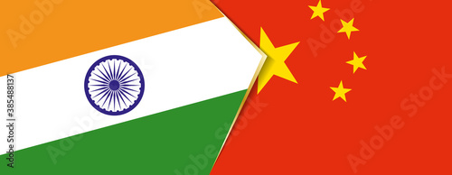 India and China flags, two vector flags.