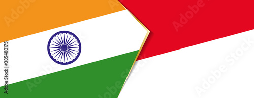India and Indonesia flags, two vector flags.