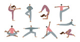 Yoga studio asana pose people vector illustration