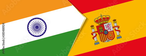 India and Spain flags, two vector flags.