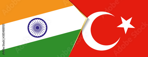 India and Turkey flags, two vector flags.