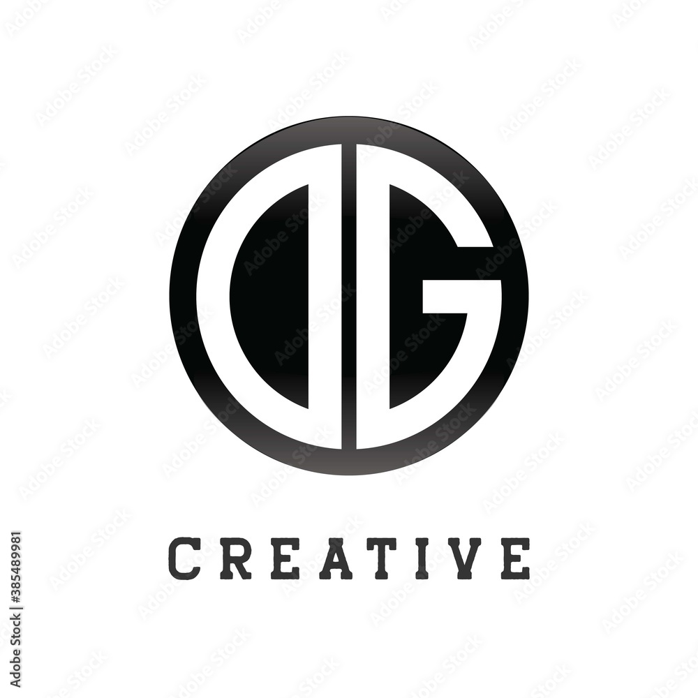 Initial Letter dg Circle Shape Monogram Black Design Logo Vektor Stok ...
