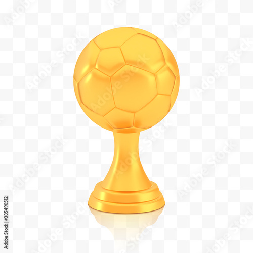 Winner football cup award, golden trophy logo isolated on white transparent background