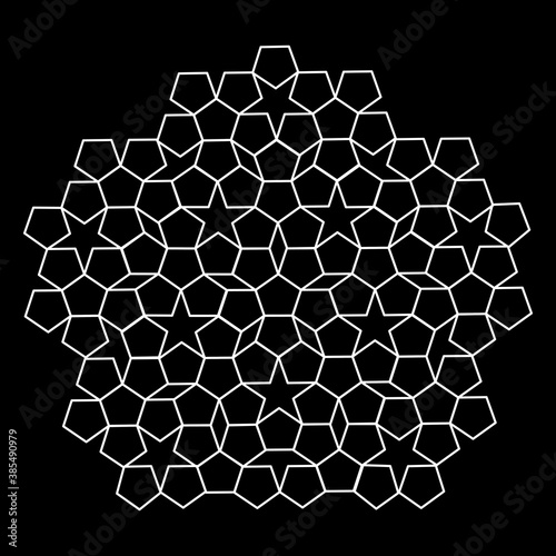 pattern parquet and penrose mosaics. black and white