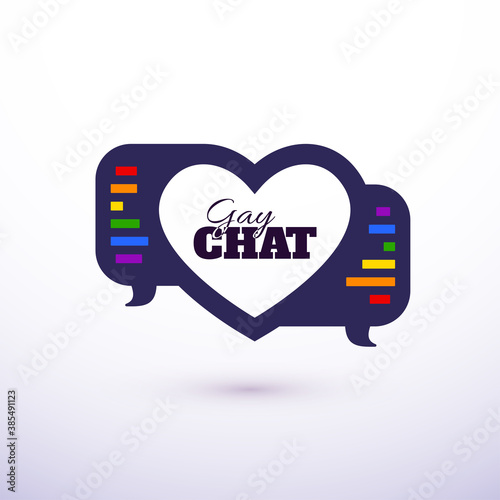 Love talk chat dating, LGBT rainbow heart shape in message bubble