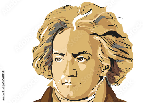 vintage colored portrait of Ludwig van Beethoven 