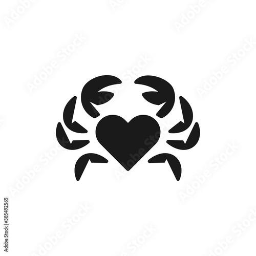 crab and heart love logo icon illustration design vector, symbol for seafood lover, cancer zodiac
