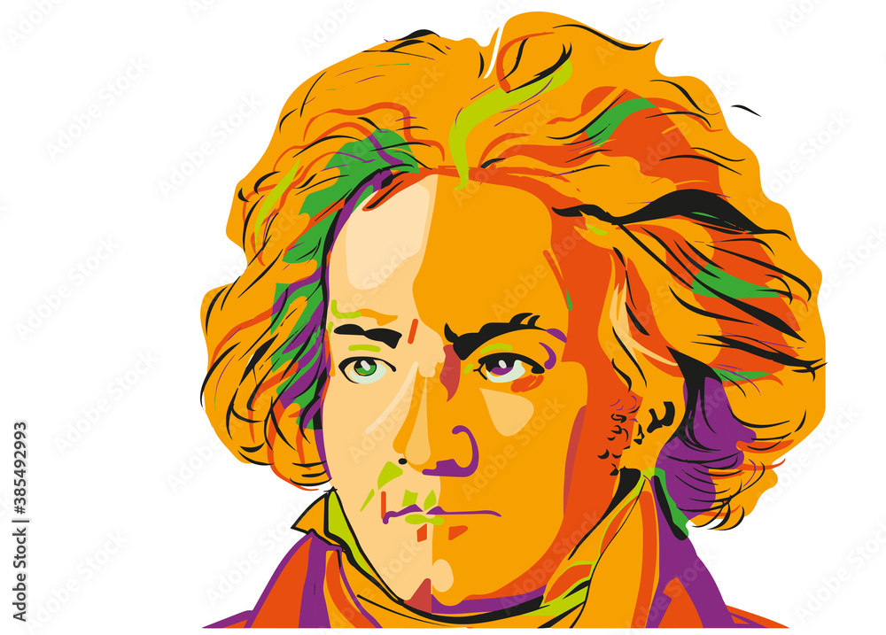 colored pop art portrait of Ludwig van Beethoven Stock Vector | Adobe Stock