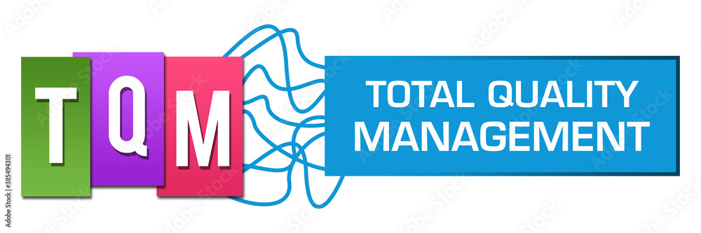 TQM - Total Quality Management Colorful Stripes Lines Box Text Horizontal TQM - Total Quality Management Colorful Stripes Lines Box Text Horizontal