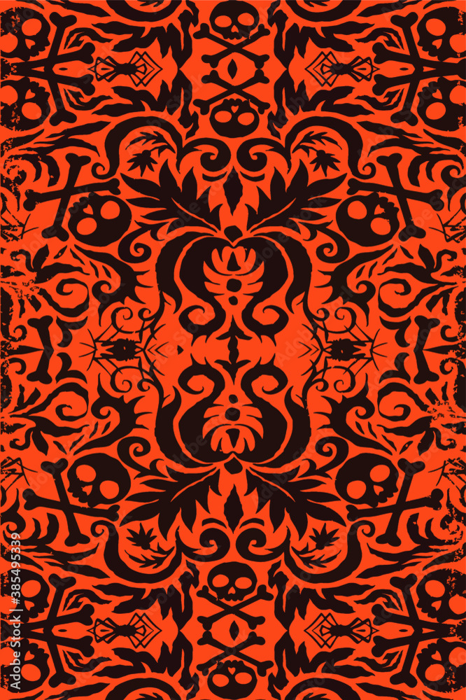 Halloween floral party Poster, Vector holiday illustration for Day of the dead or Halloween. Halloween floral party Poster, Vector holiday illustration for Day of the dead or Halloween.