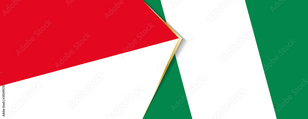 Indonesia and Nigeria flags, two vector flags. Indonesia and Nigeria flags, two vector flags.