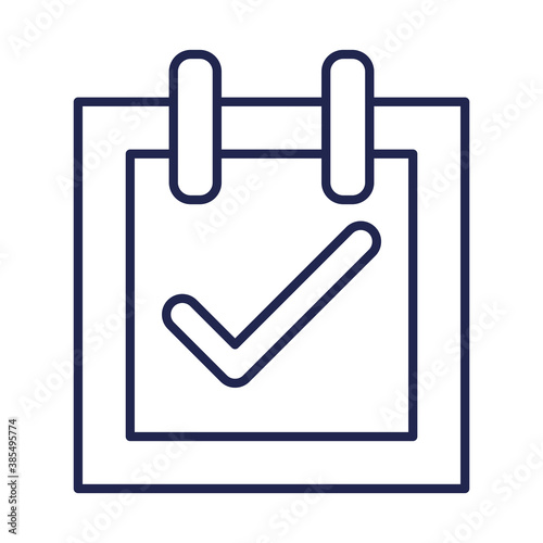 Check mark on notebook line style icon vector design